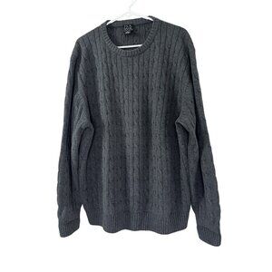 Jos A Bank Charcoal Gray Men’s XL Cable Knit Sweater Cozy Minimalist Capsule